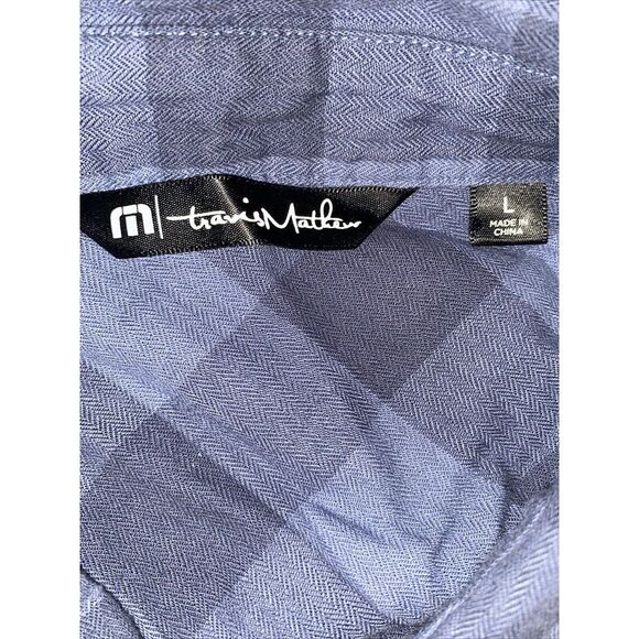 TRAVIS MATHEW Dark Blue Checkered Button Up Size Large Shirt - Picture 5 of 7